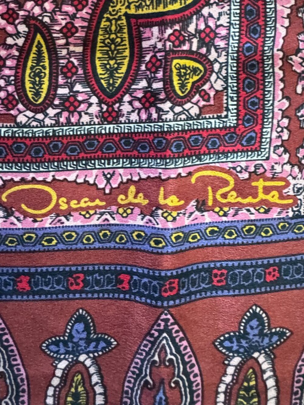 Oscar de la Renta Vintage Silk Scarf, Perfect Statement Piece, 30"x30" - Picture 7 of 7